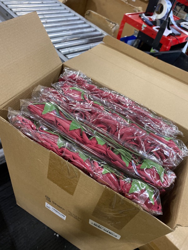 Photo 1 of Sherr 250 Pcs Artificial Roses Flowers Bulk Fake Rose with Stem Faux Bridal Flower Centerpiece for Wedding Mother's Day Decorations Bridal Shower Party DIY Bouquet Gifts(Burgundy)
