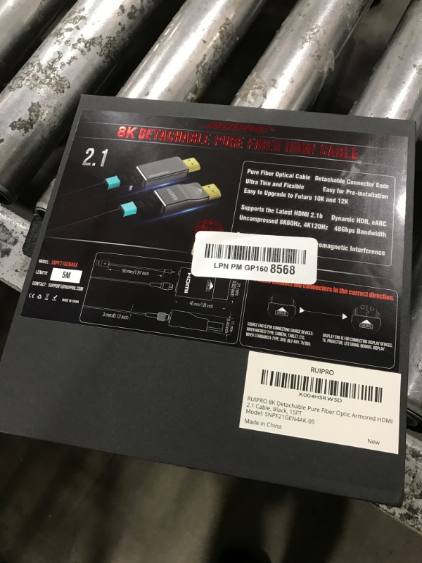 Photo 1 of RUIPRO 8K Detachable Full Fiber Optic Armored HDMI 2.1 Cable 15FT, Ultra High Speed 48Gbps, Support 8K@60Hz 4K@120Hz, Dynamic HDR, eARC, Compatible with PS5/Xbox/Blu-ray/TV/Monitor/Projector