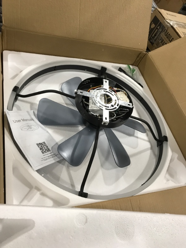 Photo 1 of ZMISHIBO 24 Inch Ceiling Fans with Lights and Remote, Modern Low Profile Ceiling Fan, 3000-6000K Dimmable Flush Mount LED Fan Light, 6 Wind Speeds, Fandelier Ceiling Fans for Bedroom- Black