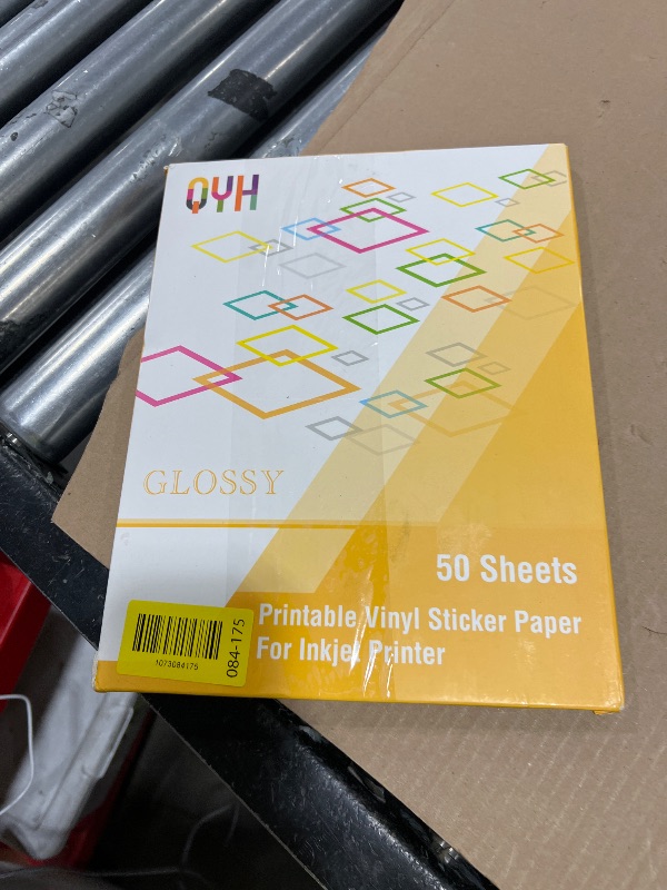 Photo 1 of QYH Premium Printable Vinyl Sticker Paper-50 Sheets Glossy White, Quick-Drying Waterproof, Compatible with Inkjet & Laser Printer, Vivid Prints for DIY Crafts