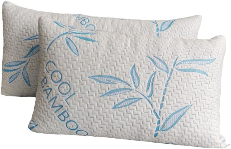 Photo 1 of 2 Pack King Size Pillows for Sleeping, Cooling Shredded Memory Foam Adjustable Bed Pillow with, Removable/Washable Cover (King 2 Pack)