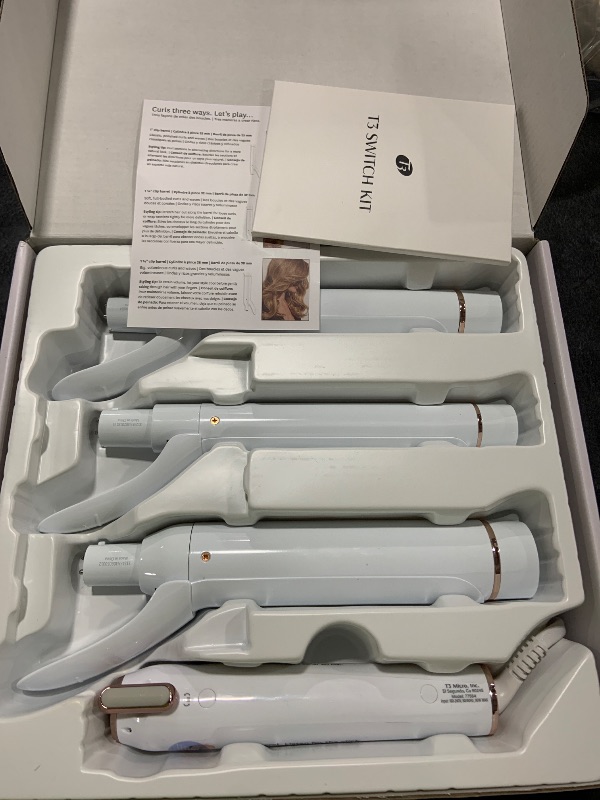 Photo 1 of T3 Switch Kit Classic Trio Professional Interchangeable Curling Iron with 3 Ceramic Clip Barrels for Curling and Waving, 9 Adjustable Heat Settings & Ion Generator
