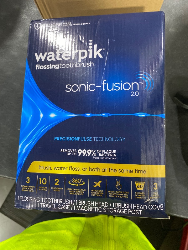 Photo 1 of Waterpik Sonic-Fusion 2.0 Professional Flossing Electric Toothbrush with Water Flosser Combo Two In One, For Daily Gum Care and Cleaning Teeth, Braces, Implants, White SF-04CD010-1, Packaging May Vary