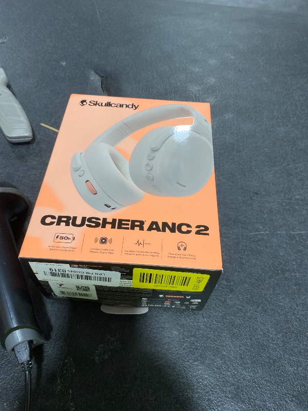 Photo 1 of Skullcandy Crusher ANC 2 Wireless Over-Ear Bluetooth Headphones with Multi-Sensory Bass, Active Noise Cancelling, Up to 60 Hours Battery, Microphone for iPhone Android - Bone
