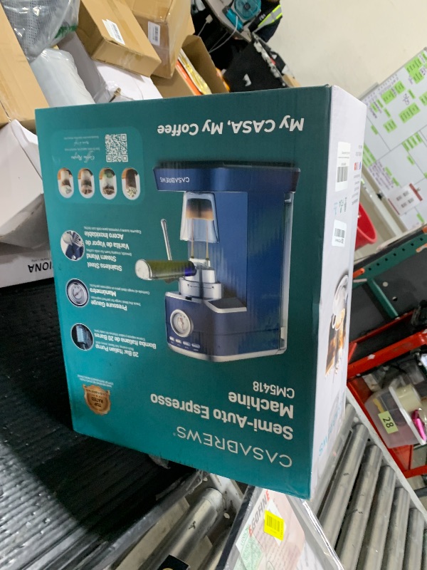 Photo 1 of CASABREWS CM5418 Espresso Machine 20 Bar, Compact Espresso Maker with Steam Milk Frother, Stainless Steel Coffee Machine with 34oz Removable Water Tank for Cappuccino Latte, Sapphire Blue