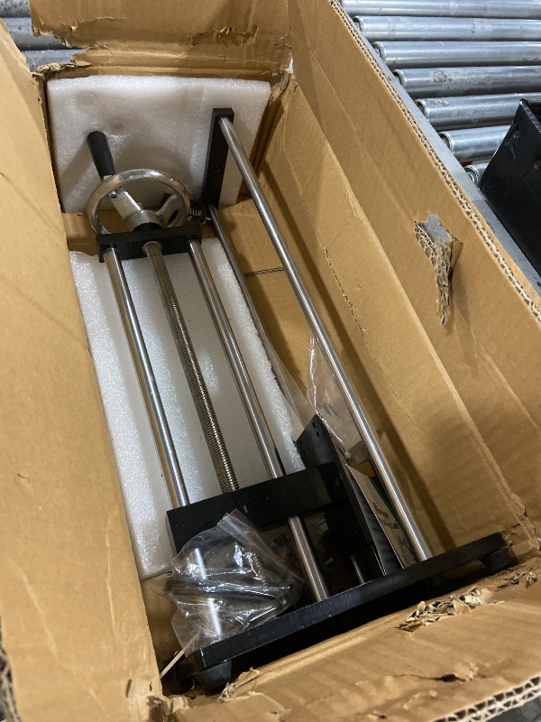 Photo 1 of Mxmoonfree Force Gauge Stand Manual Force Test Stand Push Pull Gauge, Hand Wheel Operated, with 250mm/9.8’’ Stroke, 2 Pcs Testing Clamp, for Compression and Tension Testing (for ZMF Force Gauge)