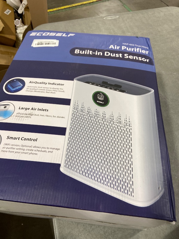 Photo 1 of Air Purifiers for Home Large Room, Cover Up to 2400 Ft² with True HEPA Filter, Smart Mode, PM2.5 Air Quality Display, 22dB Sleep Mode, Aromatherapy with 2X-Purification & 360°Air Outlet, HAP603