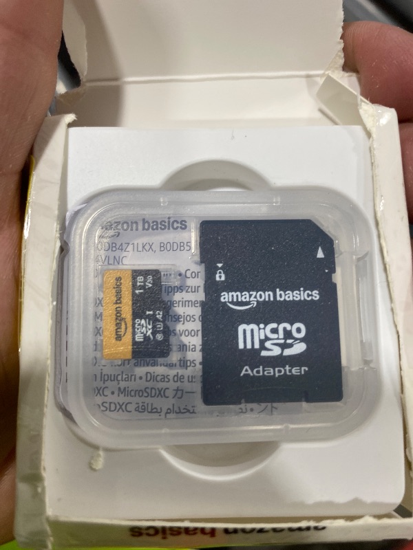 Photo 1 of Amazon Basics 1TB microSDXC Card with Adapter for Smartphones, Full HD, Tablets, Drones, Action Cameras, Read Speed Up to 200MB/s, 1-Pack