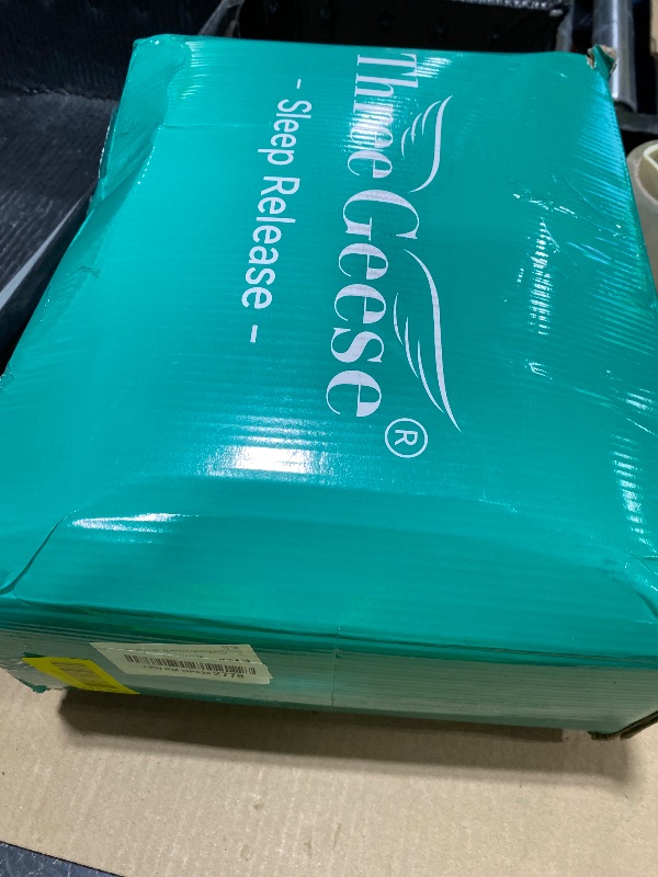 Photo 1 of Three Geese Pinch Pleat Waterfowl Feathers and Down Comforter Queen Size Duvet Insert, 1200TC 100% Cotton Fabric, Premium All Seasons BlackGrey Warm Hotel Comforter with 8 Tabs.