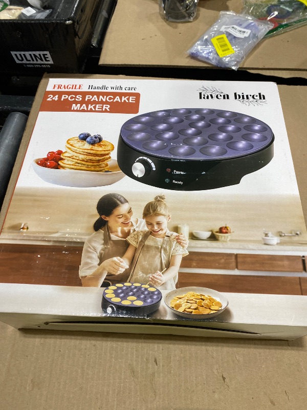 Photo 1 of 24PCS Mini Pancake Maker Machine, Nonstick Electric Dutch Pancakes Griddle, Adjustable Heat Multi-Use Poffertjes Pan, Simple & Easy Baker for Home and Restaurants, Perfect for Breakfast & Desserts