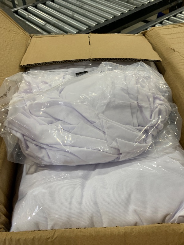 Photo 1 of WJWHQ 10 Pack White Round Spandex Tablecloths for 60in Tables, 120Inch Stretchy Fitted 5FT Round Table Clothes,Wrinkle Free Table Cover with Skirt for Wedding Party Dining Banquet