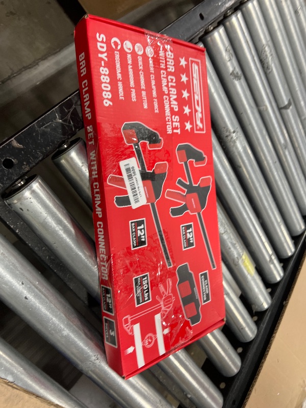 Photo 1 of 3-Piece 12 Inch Bar Clamps for Woodworking with Clamp Connector, 12" Quick-Release Wood Clamps with 150 LBS Load Limit, Trigger Clamp Set, One-Handed Clamps/Spreader Ideal for Woodworking DIY Projects