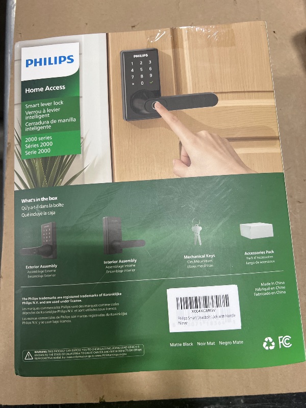 Photo 1 of Philips Wi-Fi Smart Door Lock with Handle, Keyless Entry Door Lock, Fingerprint Door Knob, App Remote Control, Auto-Lock, Keypad Deadbolt with Lever for Front Door and Bedrooms, Security Easy Install