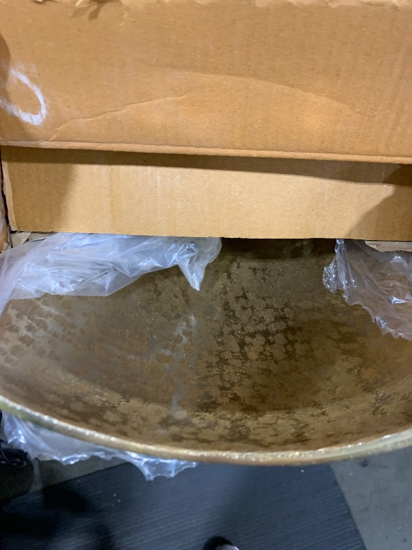 Photo 1 of Cucha Large Aluminum Scoop Dish, Gold Finish, Modern Tabletop Décor for Kitchen, Home or Office – Use as Nut Tray, Key Holder, Change Dish, or Coffee Table Centerpiece, 17.25" x 9.75" x 5.5