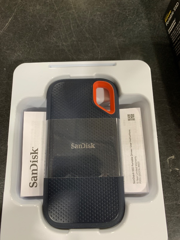Photo 1 of SANDISK 2TB Extreme Portable SSD (Old Model) - Up to 1050MB/s, USB-C, USB 3.2 Gen 2, IP65 Water and Dust Resistance, Updated Firmware - External Solid State Drive - SDSSDE61-2T00-G25