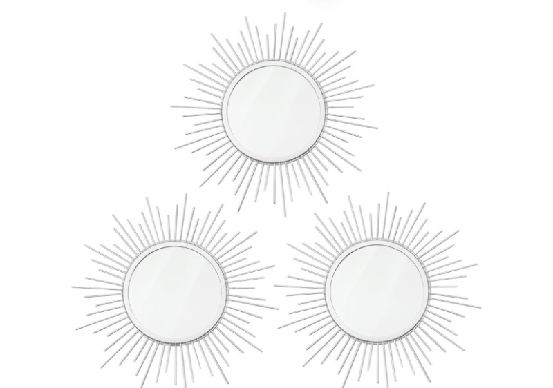 Photo 1 of 3 Pack Metal Mirrors for Wall Sunburst Wall Mirrors Home Décor Decorative Hanging Wall Art for Living Room Bedroom Entryway (Silver, Sunburst