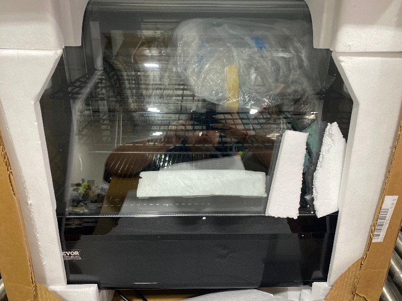 Photo 1 of VEVOR Refrigerated Display Case, 3.5 Cu.Ft./100L, 2-Tier, Countertop Pastry Display Case Commercial Display Refrigerator with LED Lighting, TURBO Cooling, Frost-Free Air-Cooling, Rear Sliding Door