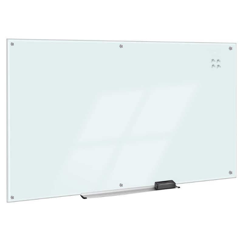 Photo 1 of Amazon Basics Glass Dry-Erase Board, Magnetic Frameless Whiteboard, 96W" x 48H"

