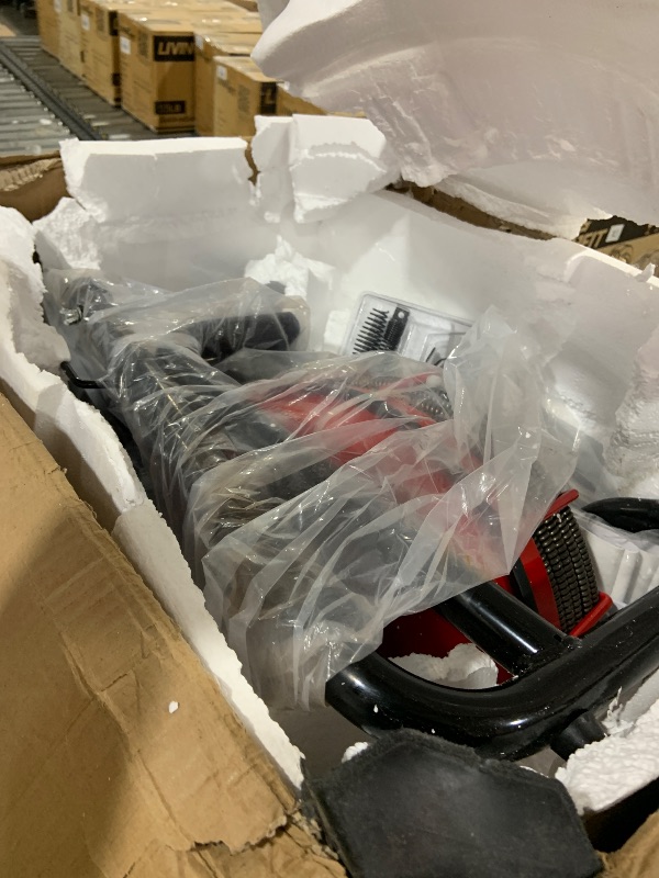 Photo 1 of VEVOR Drain Cleaner Machine 100 FT x 1/2 Inch, Auto Feed Sewer Snake Auger on Wheels - with 8 Cutters & Air-Activated Foot Switch for 2" to 6" Pipes