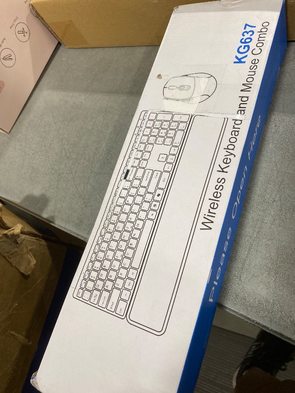 Photo 1 of Wireless Keyboard and Mouse Combo, Full Size Silent Ultra Thin Keyboard with Magnetic Wrist Rest, Optical Mouse, 2.4G Lag-Free Cordless Mice Keyboard Set for Computer, Mac, Laptop, PC, Windows