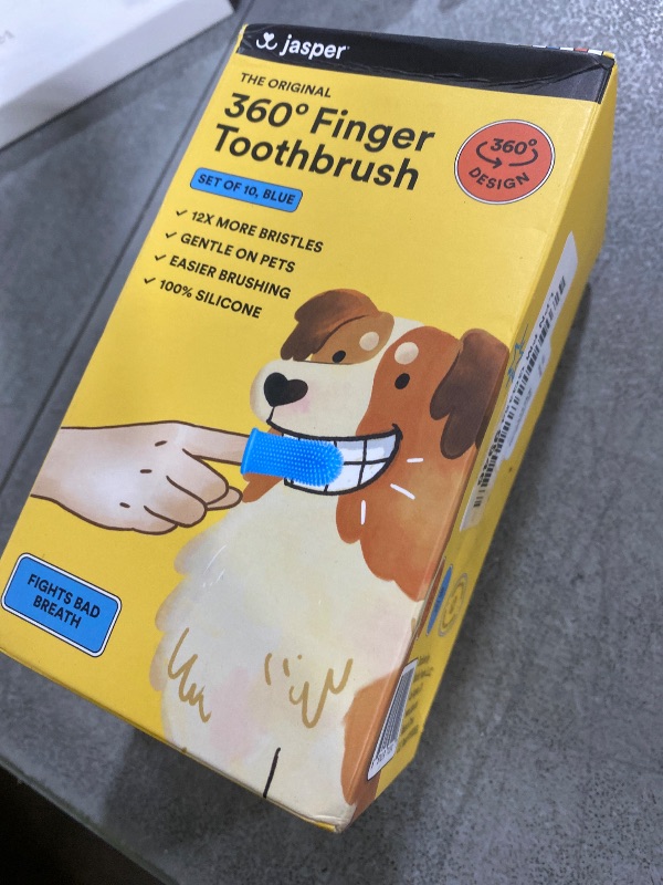 Photo 1 of Jasper Dog Toothbrush, 360 Degree Pet Tooth Brushing Kit, Cat Toothbrush, Canine Dental Care & Teeth Cleaning Kit, Pet Finger Tooth Brush, Use with Dog Toothpaste, 10-Pack Blue