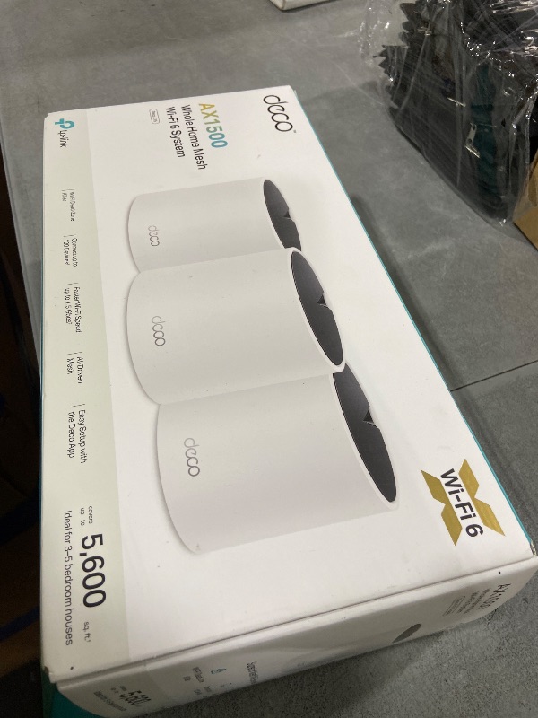 Photo 1 of TP-Link Deco X15 Dual-Band AX1500 WiFi 6 Mesh Wi-Fi System | Replaces Routers and Extenders | Covers up to 5,600 sq.ft. | 2 Gigabit Ports per Unit, Supports Ethernet Backhaul, 3-Pack