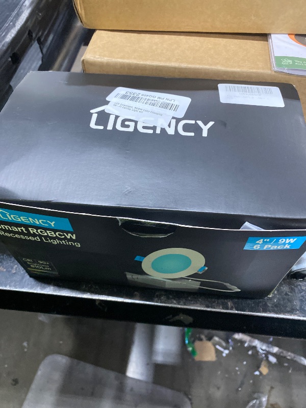 Photo 1 of Ligency 6-Pack 4 Inch Smart Recessed Lighting, 9W 810LM Ultra-Thin Canless LED Downlight, RGBW Color Changing Wi-Fi Ceiling Light with Junction Box, Alexa/Google App Control - No Housing Required