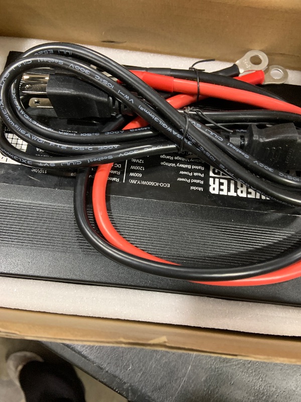 Photo 1 of ECO-WORTHY 600W Inverter Charger, 600W Pure Sine Wave Inverter & 30A LiFePO4 Battery Charger with 20ms UPS, DC 12V to AC 110V, Output Surge 1200W, for RV Lithium Batteries Roadtrip Essentials