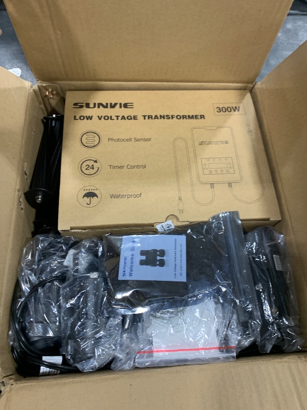 Photo 1 of SUNVIE 12 Pack Low Voltage Landscape Lights with 300W Transformer 12-24V LED Landscape Lighting Kit 3000K Waterproof Aluminum Landscape Spotlights with Wire Connectors for House Yard Tree Garden