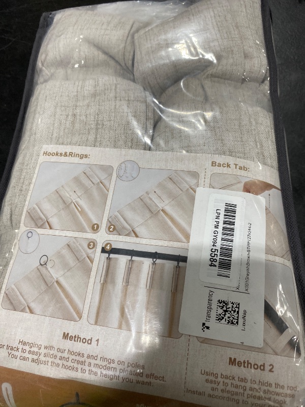 Photo 1 of Pinch Pleated Natural Linen Curtains 96 Inches Long for Living Room, Greyish Brown Memory Trained Light Filtering Boho Windows Drapes 2 Panels Set Privacy Semi Sheer 8FT Length Bedroom Heavy Curtain