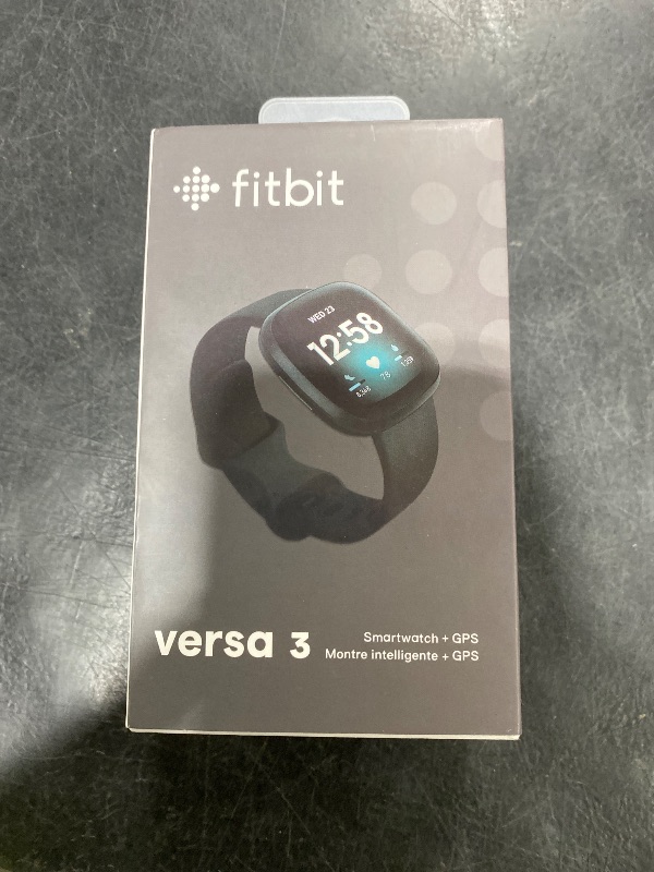 Photo 1 of Fitbit Versa 3 Smartwatch Bundle with Small and Large Bands and Bonus Large Accessory Band Black FB511BKBKL-BNDL
