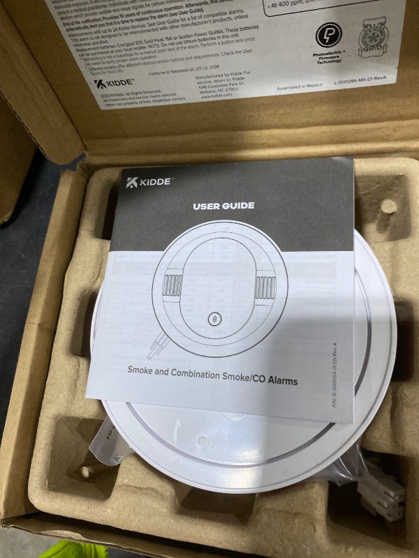 Photo 1 of Kidde And Carbon Monoxide Detector, Hardwired with AA Battery Backup, Voice Alerts, Interconnectable, LED Status Lights, 85 dB Alarm, 5-inches, 30CUAR-V, 1 Pack