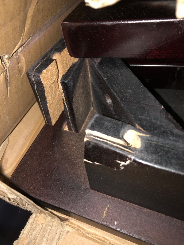 Photo 1 of ***DAMAGED - SEE NOTES/PICTURES*** FDW | 3-Piece Solid Wood Dining Table Set for 2 | Brown | Space-Saving Design | Smooth Easy-to-Clean Surface | Pine Kitchen Table with Upholstered Chairs | for Dining Room, Apartment, Restaurant