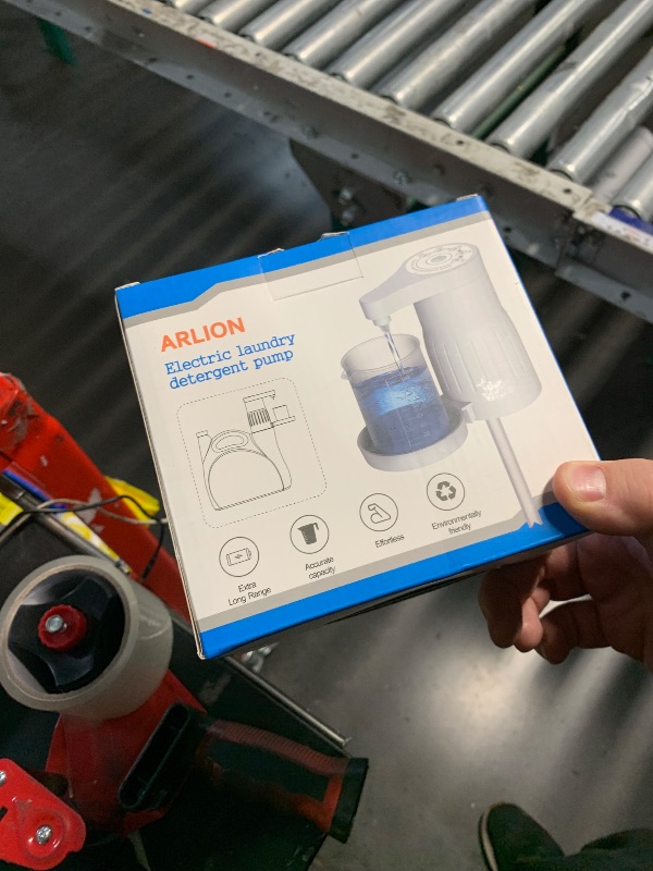 Photo 1 of ?IMPORTANT! Measure First?Electric Laundry Detergent Pump - Reusable Laundry Detergent Dispenser with Graduated Cup for Liquid Detergent, USB Rechargeable, Ideal for Laundry Room Organization (White)