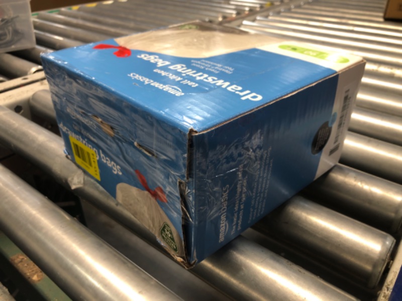 Photo 1 of ***MISSING PARTS*** Amazon Basics 13 Gallon Tall Kitchen Drawstring Trash Bags, Flextra Strength, Tear Resistant, Puncture Resistant, 10% Post Consumer Recycled, 90 Count, White