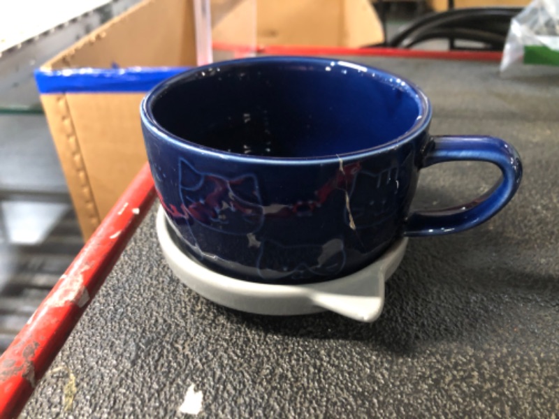 Photo 1 of ***DAMAGED - SEE NOTES/PICTURES*** JNSMFC Cute Ceramic Cat Coffee Mug with Lid,Kawaii Coffee Mugs or Tea Cups for Cat Lovers,Funny Novelty Breakfast Mugs for Women Wife Mum Girls Boys Friends Kids Christmas Birthday Gift,300ML?Blue?