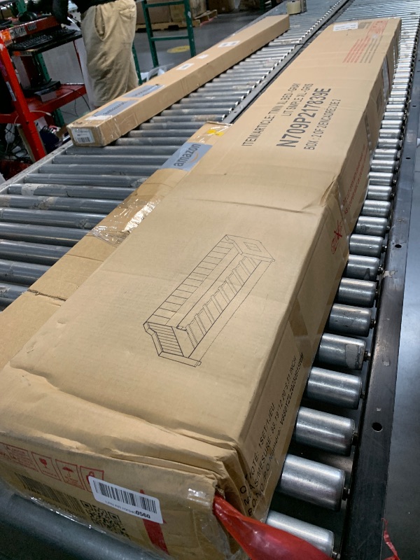 Photo 1 of ************INCOMPLETE ITEM, THIS IS ONLY BOX #2 OUT OF 2 TOTAL*****************
LIKIMIO Twin XL Bed Frames with Drawer, Storage Headboard with Outlets, No Box Spring Needed, Easy Assembly, Industrial Gray