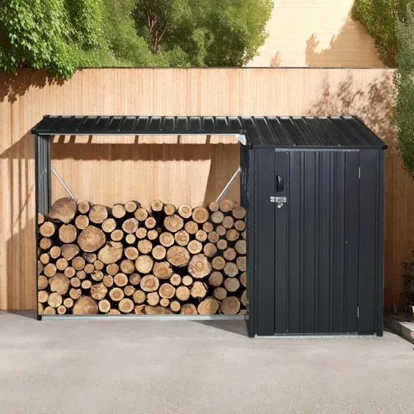 Photo 1 of ***FACTORY SEALED***
Outdoor Steel Firewood Rack and Storage Shed with Sloped Roof