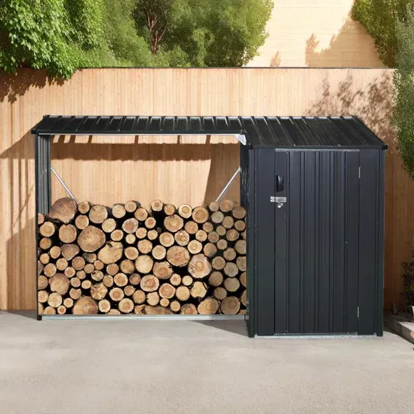Photo 1 of ***FACTORY SEALED***
Outdoor Steel Firewood Rack and Storage Shed with Sloped Roof
