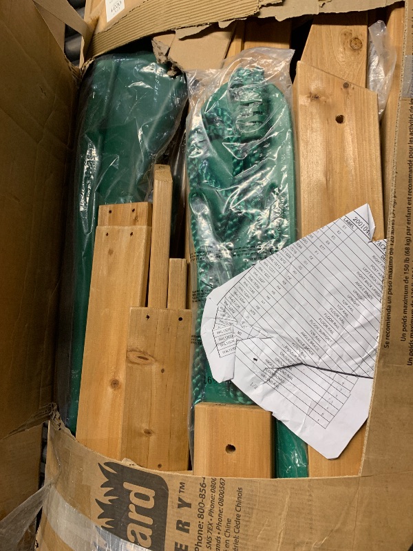 Photo 1 of (read comments) (parts only) Backyard Discovery Buckley Hill Cedar Wood Swing Set with Wave Slide, Play Deck, Rock Wall Ladder, Belt Swings, Chalkboard, Canopy Roof, Outdoor Playset