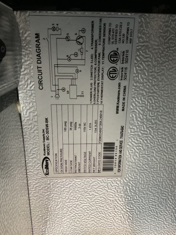 View 5 of ***HEAVILY DAMAGED**
*TRUCK/TRAILER PICKUP ONLY****DAMAGED IN TRANSIT**53 In. Three-Door Back Bar Refrigerator - 11 Cu Ft. BC-3DSW-BK
