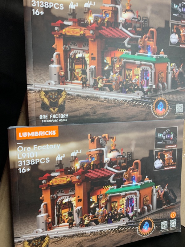 Photo 1 of ***MISSING PARTS***
Lumibricks Steampunk Ore Factory Lighting Building-Bricks Set, 3138 Pcs Interactive Mechanical Factory Collection Display Set for Adults and Steampunk Lovers