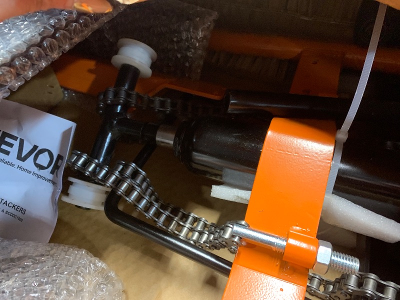 Photo 1 of ***FACTORY SEALED***VEVOR Hydraulic Material Lift Winch Stacker, 450 lbs Load Capacity, 39.4'' Max Lifting Height, Pallet Truck Dolly with Fork Lift Table, Foldable & Portable Pallet Jack Table Cart, Orange & Black