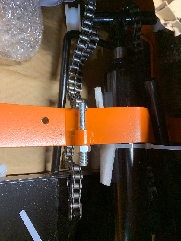 Photo 1 of ***FACTORY SEALED***VEVOR Hydraulic Material Lift Winch Stacker, 450 lbs Load Capacity, 39.4'' Max Lifting Height, Pallet Truck Dolly with Fork Lift Table, Foldable & Portable Pallet Jack Table Cart, Orange & Black