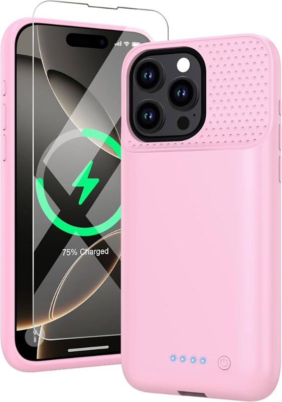 Photo 1 of *USED DIRTY*Battery Case for iPhone 15 Pro Max, Upgraded 8600mAh Portable Charging Case, Ultra-Slim Lightweight Powerful Extended Battery Pack for iPhone 15 Pro Max (6.9 inch)-Pink