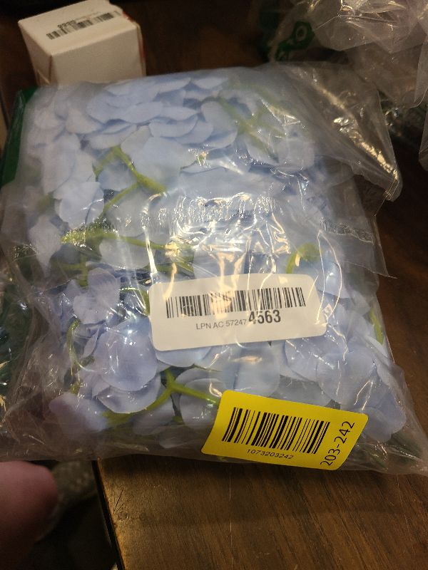 Photo 1 of 12 Pcs Hydrangea Artificial Flowers Bulk,Fake Flower Bouquets,Silk Hydrangeas Heads with Stems,Faux Floral Arrangement for Dining Room Party Wedding Kitchen Table Centerpieces Decor (Blue)