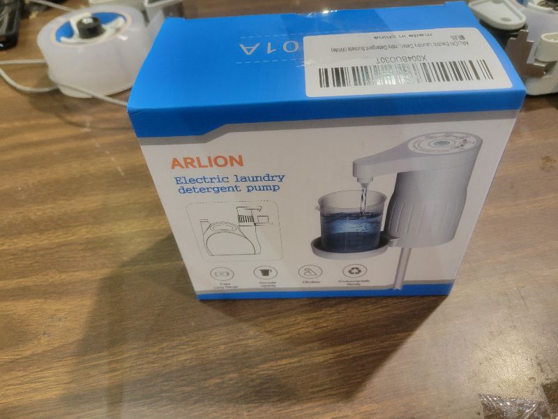 Photo 1 of ?IMPORTANT! Measure First?Electric Laundry Detergent Pump - Reusable Laundry Detergent Dispenser with Graduated Cup for Liquid Detergent, USB Rechargeable, Ideal for Laundry Room Organization (White)