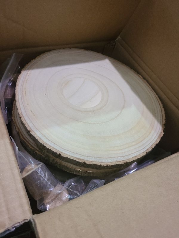 Photo 1 of 10 PCS 8-9 Inch Large Wood Slices for Centerpieces, with Table Number Holders and Cards, Natural Tree Slices Table Decor for Wedding, Party, Housewarming, Christmas