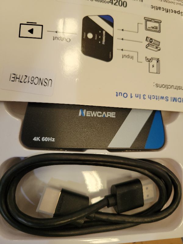 Photo 1 of [Upgrade] HDMI Switch 3 in 1 Out, 4K@60Hz HDMI 2.0 Switch Splitter with 2.6FT Long HDMI Cable, 3-Port HDMI Switcher Selector, Supports 4K 30Hz 3D 1080P HDCP2.2 for PS5 Xbox DVD Player Fire Stick PC