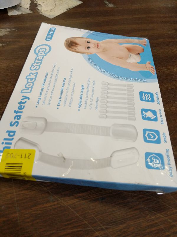 Photo 1 of 10 Pack Cabinet Locks Baby Proofing, Child Proof Cabinet Locks with 3M Adhesive - Easy Installation with Adjustable Straps, Multi-Purpose Child Safety Latches for Drawers Fridge Trash Cans Toilets